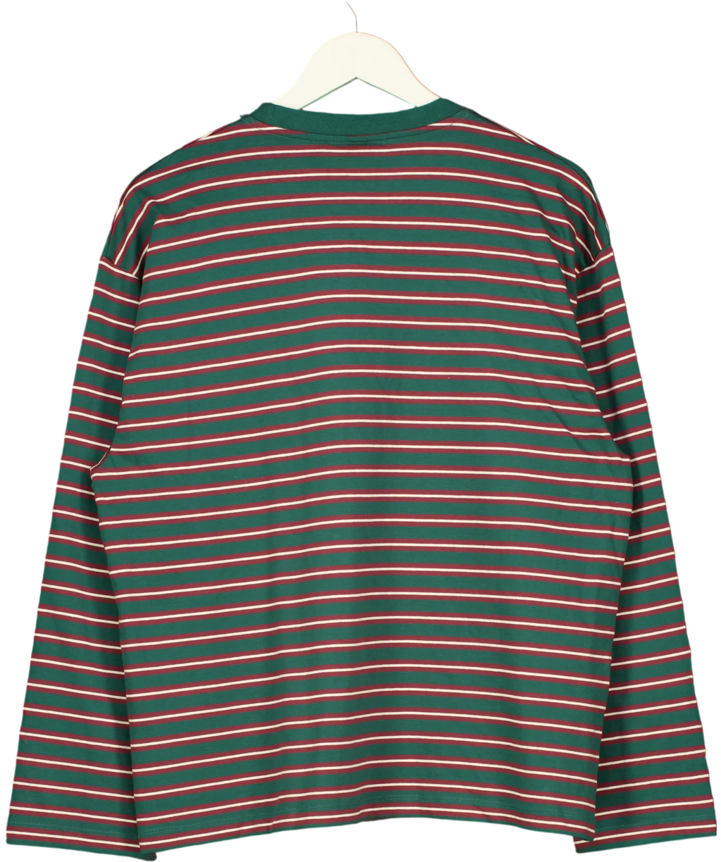 The Couture Club Green Multi Stripe Long Sleeve Pocket T-Shirt Green, size UK 10 — back