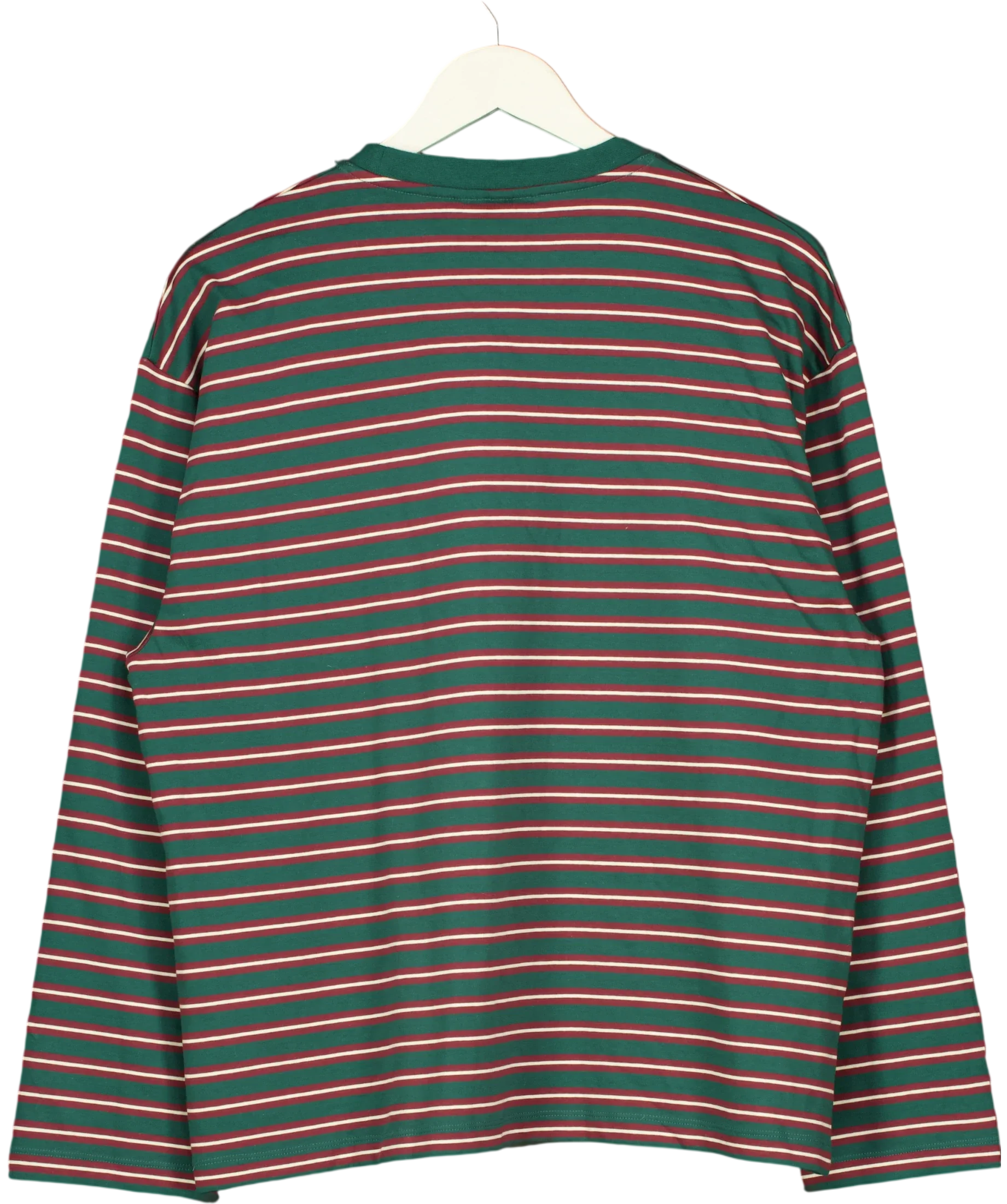The Couture Club Green Multi Stripe Long Sleeve Pocket T-Shirt Green, size UK 10 — back