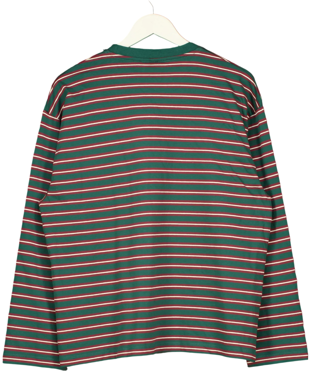 The Couture Club Green Multi Stripe Long Sleeve Pocket T-Shirt Green, size UK 10 — back