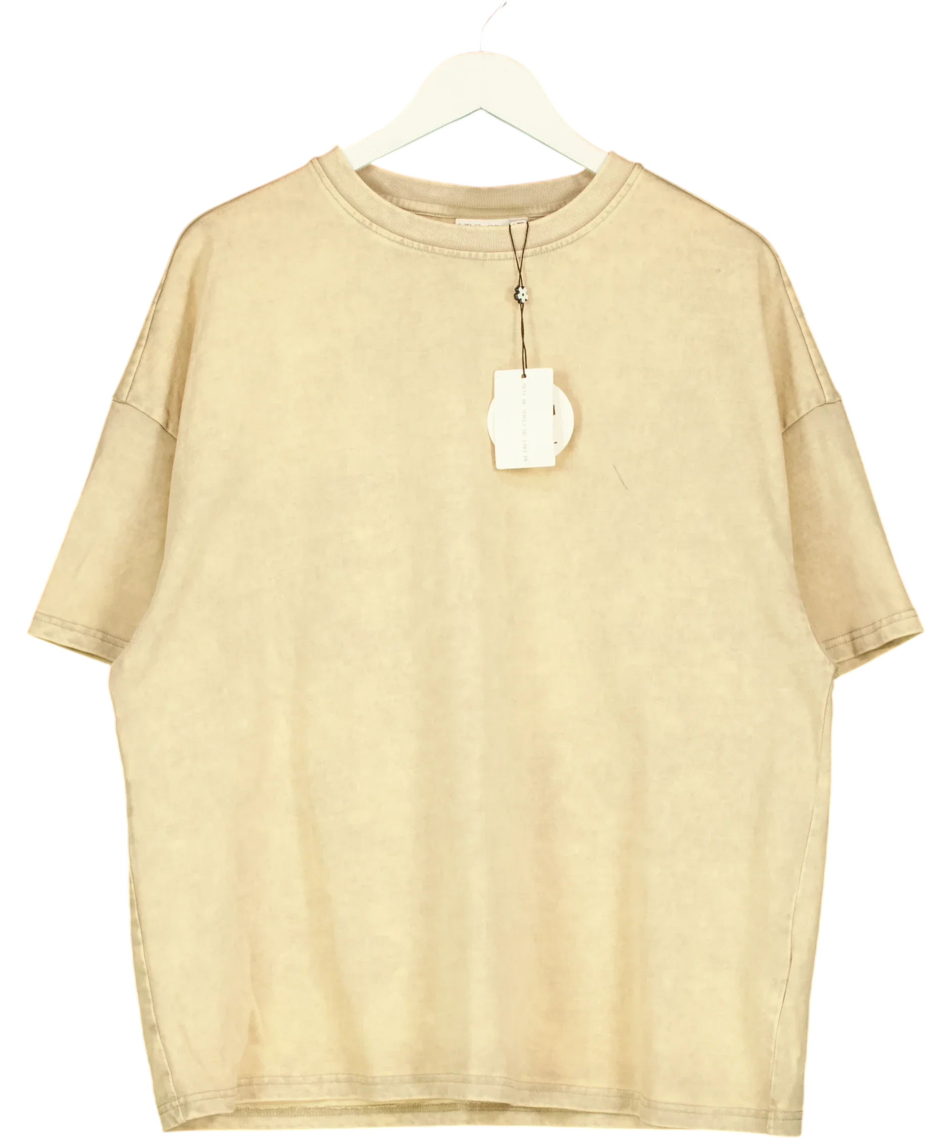 VRG GIRL Beige Sunshine State OVERSIZE Acid Wash Boxy T-Shirt Beige, size UK 8 — front