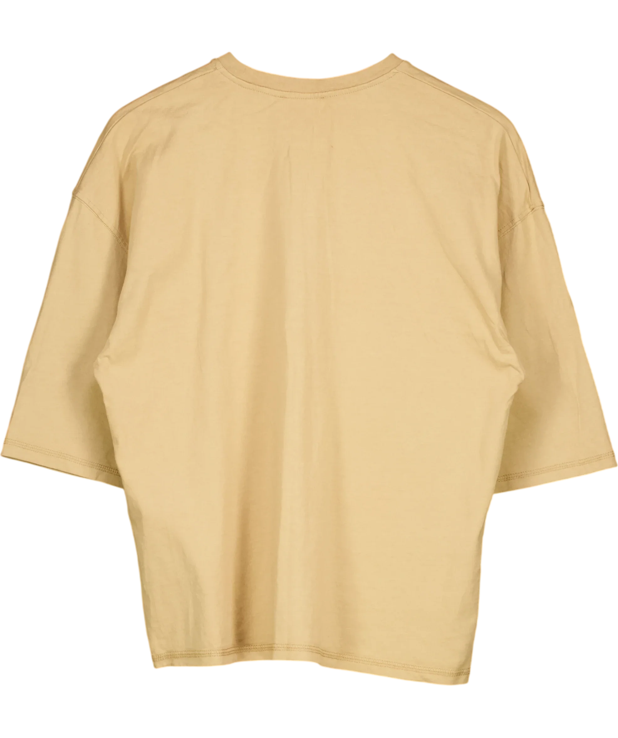 ZARA Beige Loose Fit Plain Crew Neck T-Shirt Sand Beige, size UK S — back