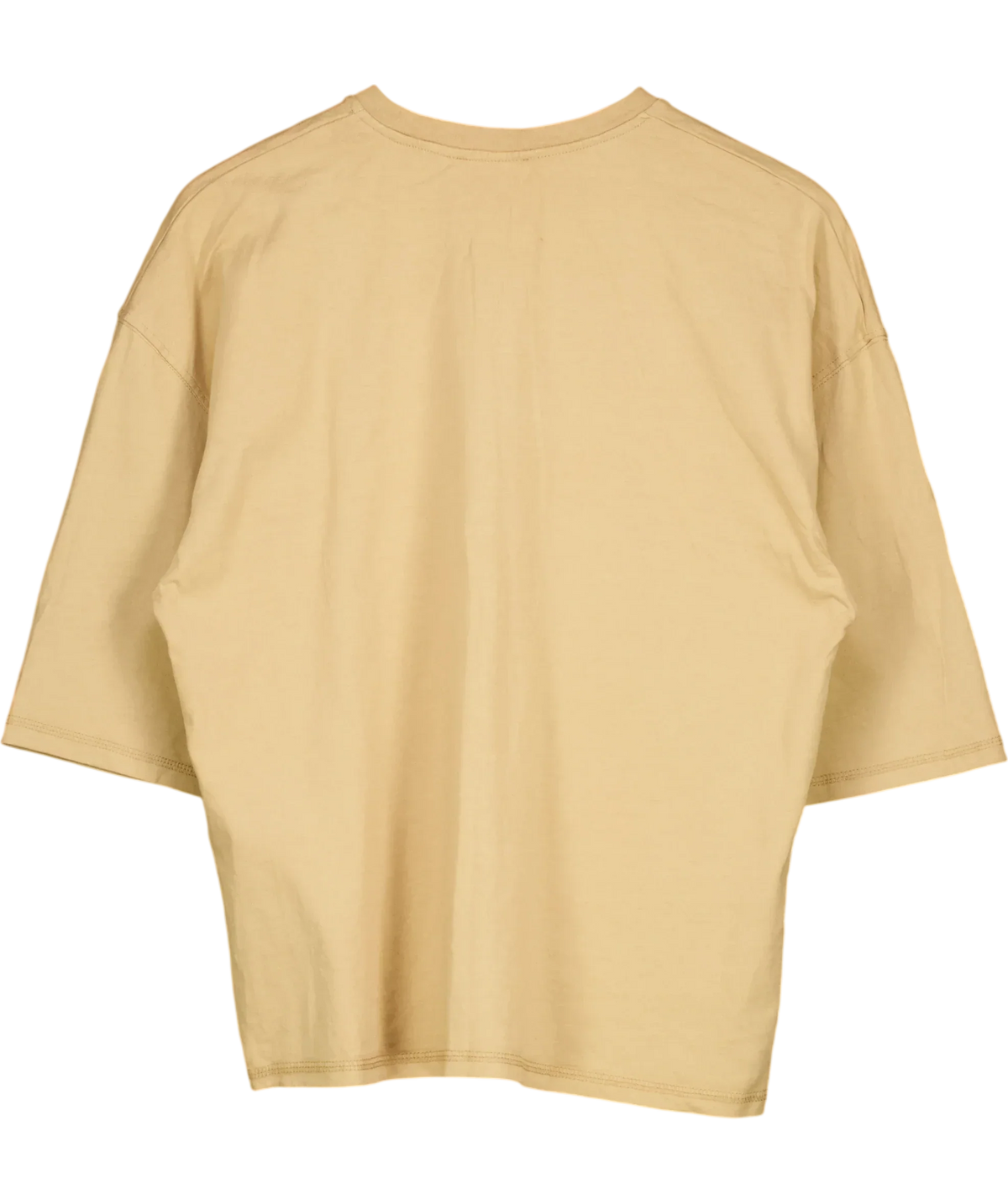 ZARA Beige Loose Fit Plain Crew Neck T-Shirt Sand Beige, size UK S — back