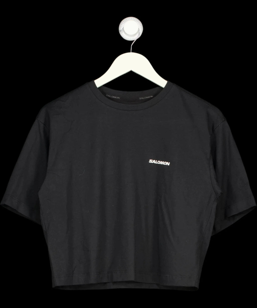 SALOMON Black Logo Crop Tee Black, size UK S — detail