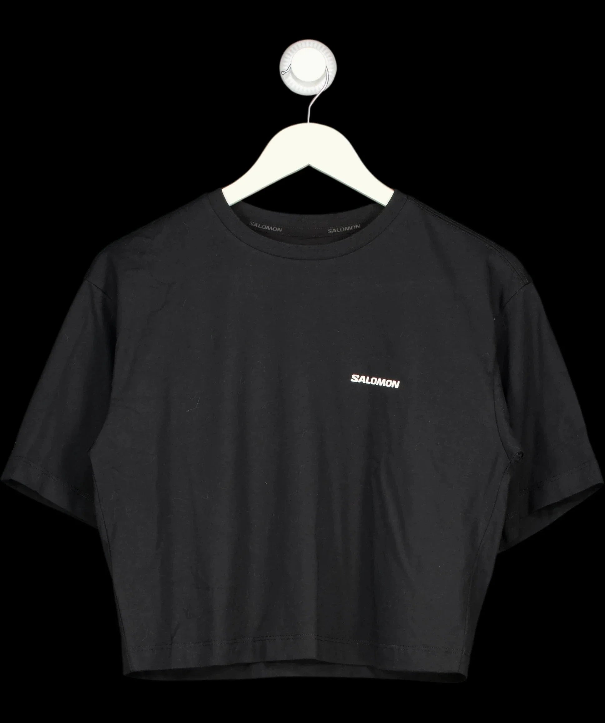 SALOMON Black Logo Crop Tee Black, size UK S — detail