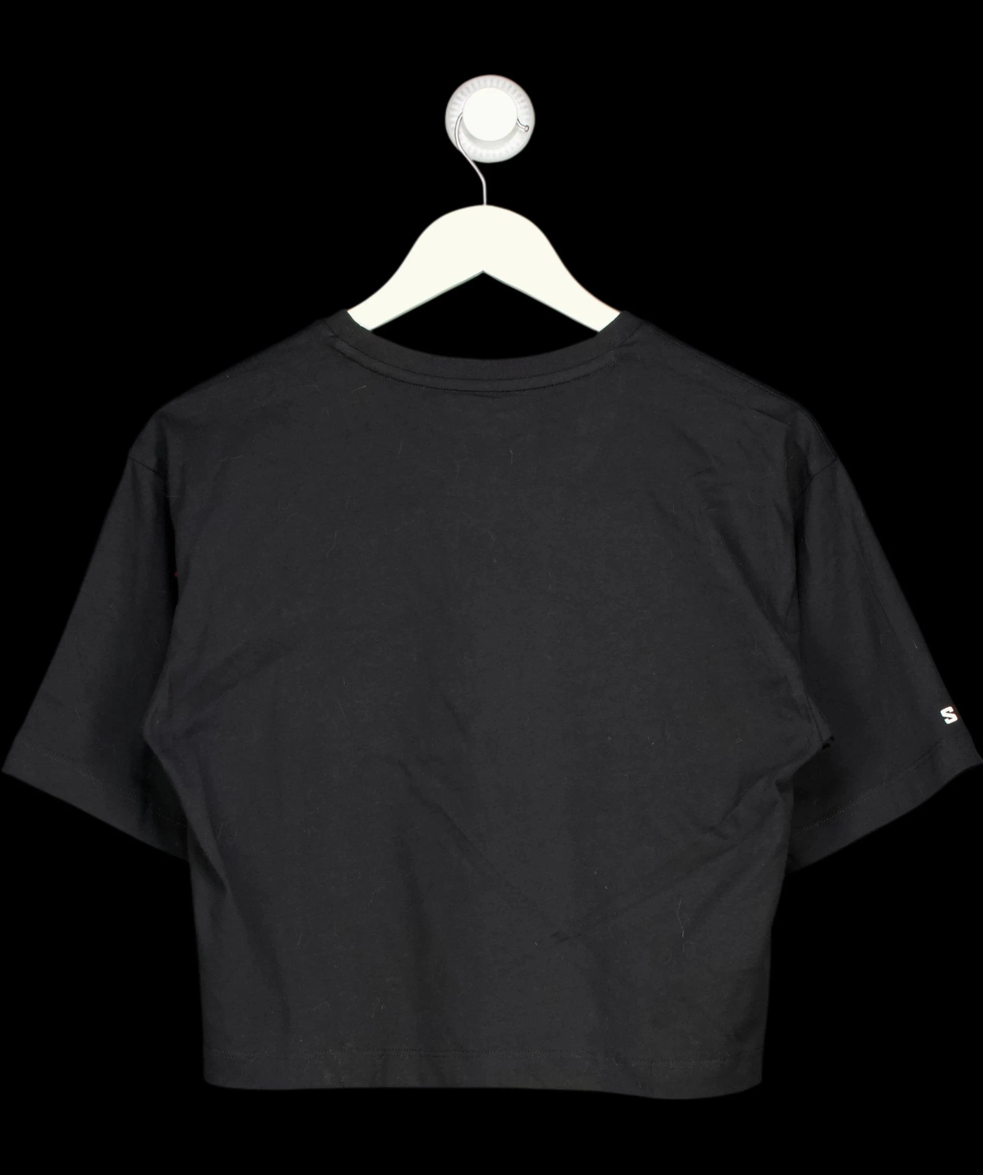 SALOMON Black Logo Crop Tee Black, size UK S — label