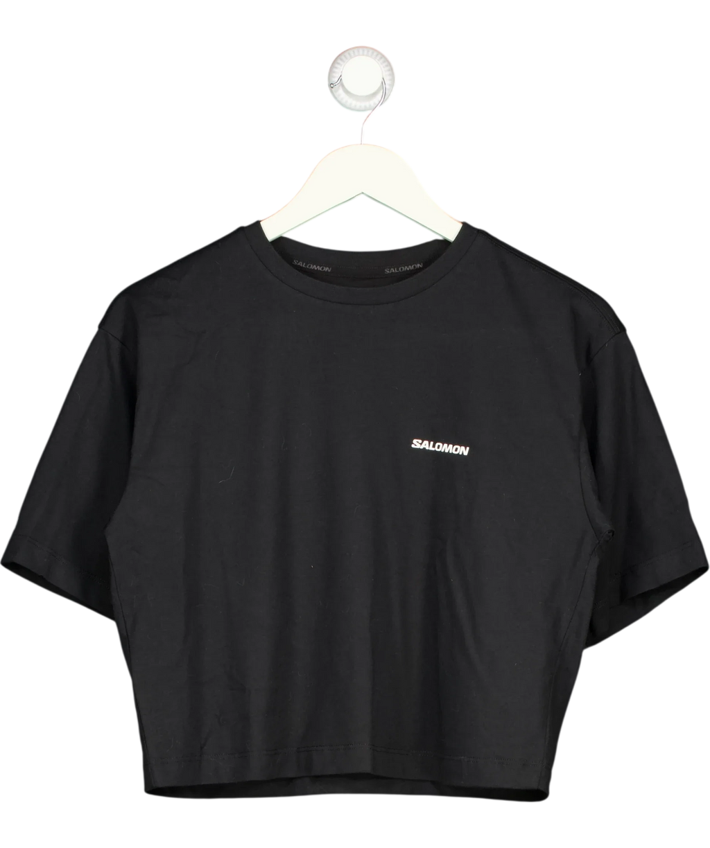 SALOMON Black Logo Crop Tee Black, size UK S — front