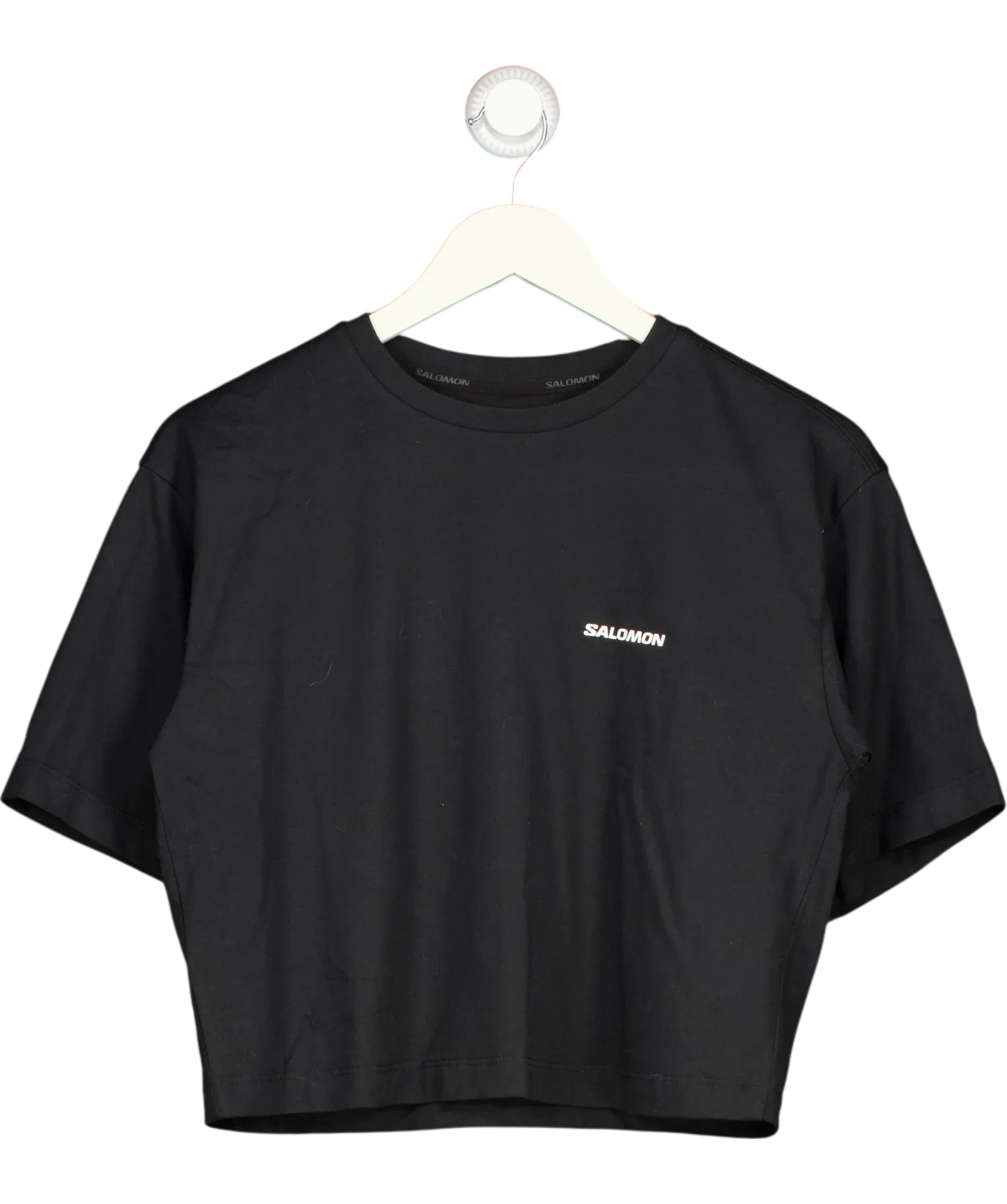 SALOMON Black Logo Crop Tee Black, size UK S — front