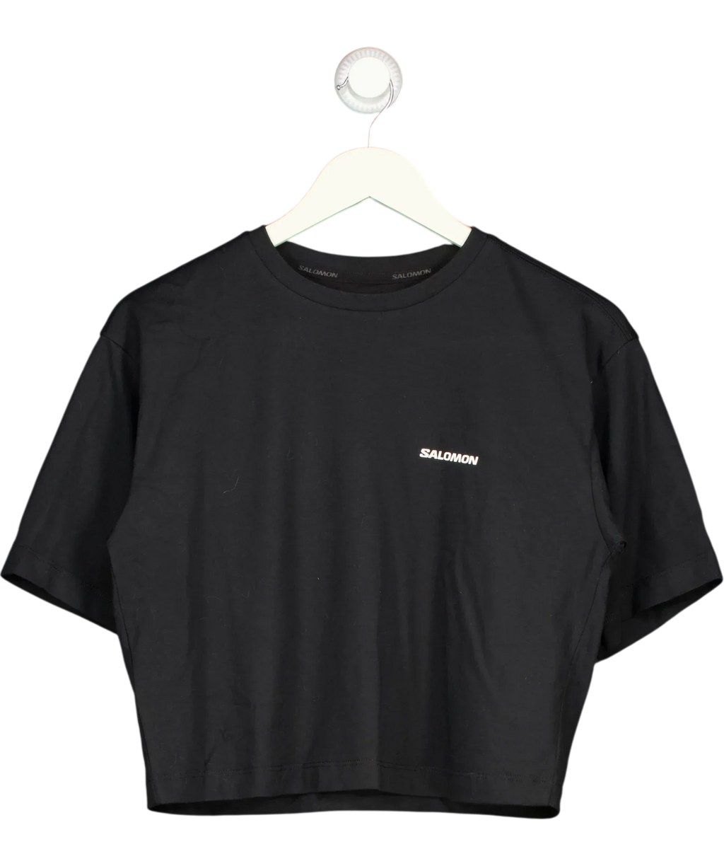 SALOMON Black Logo Crop Tee Black, size UK S — front