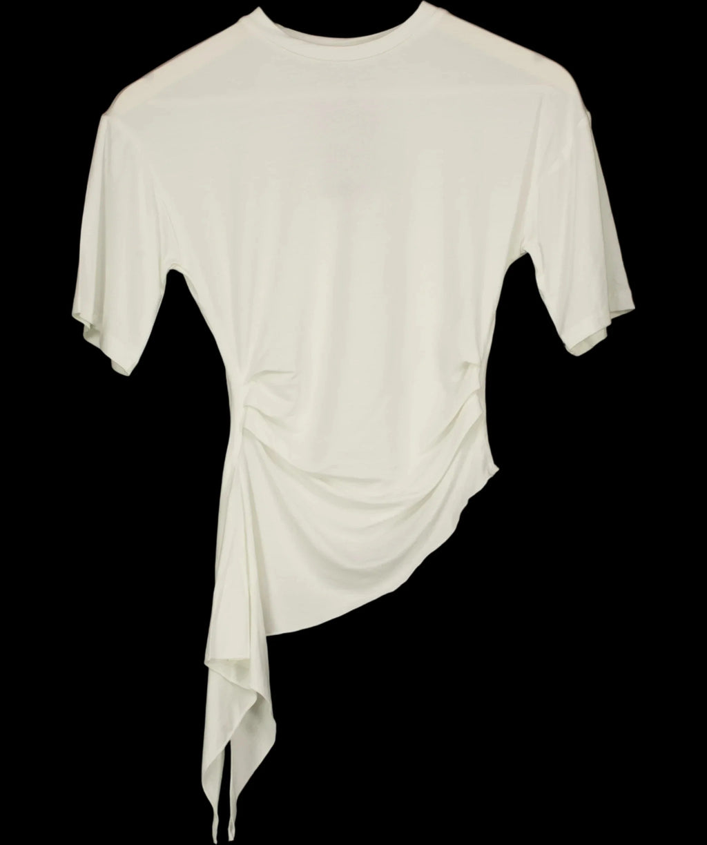 H&M White Asymmetric Ruched Drape T-Shirt White, size UK XS — detail