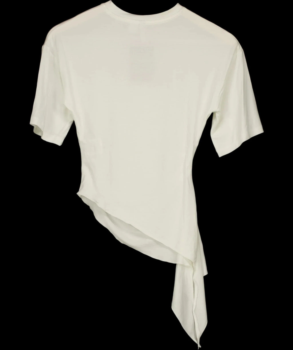 H&M White Asymmetric Ruched Drape T-Shirt White, size UK XS — label