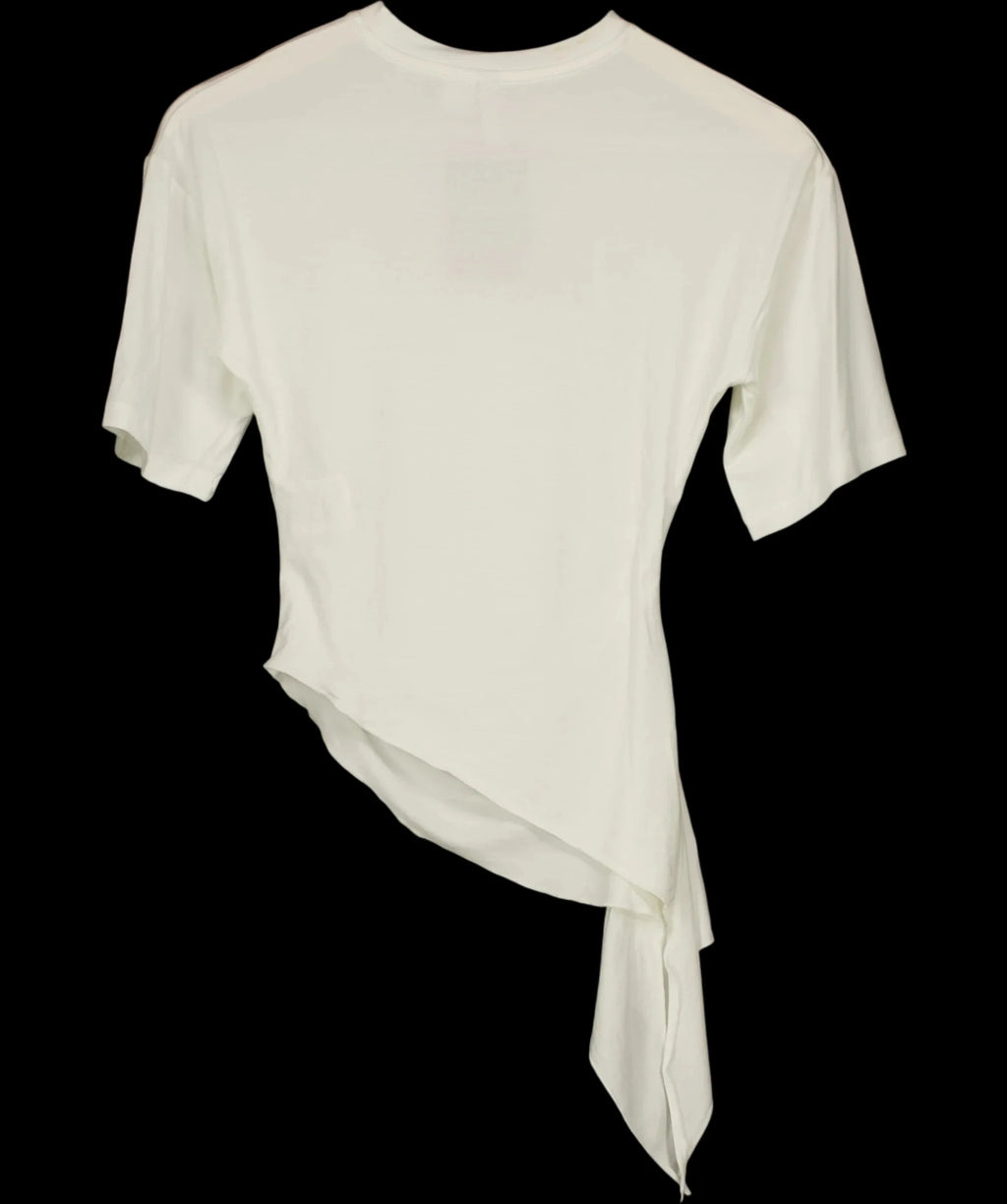 H&M White Asymmetric Ruched Drape T-Shirt White, size UK XS — label