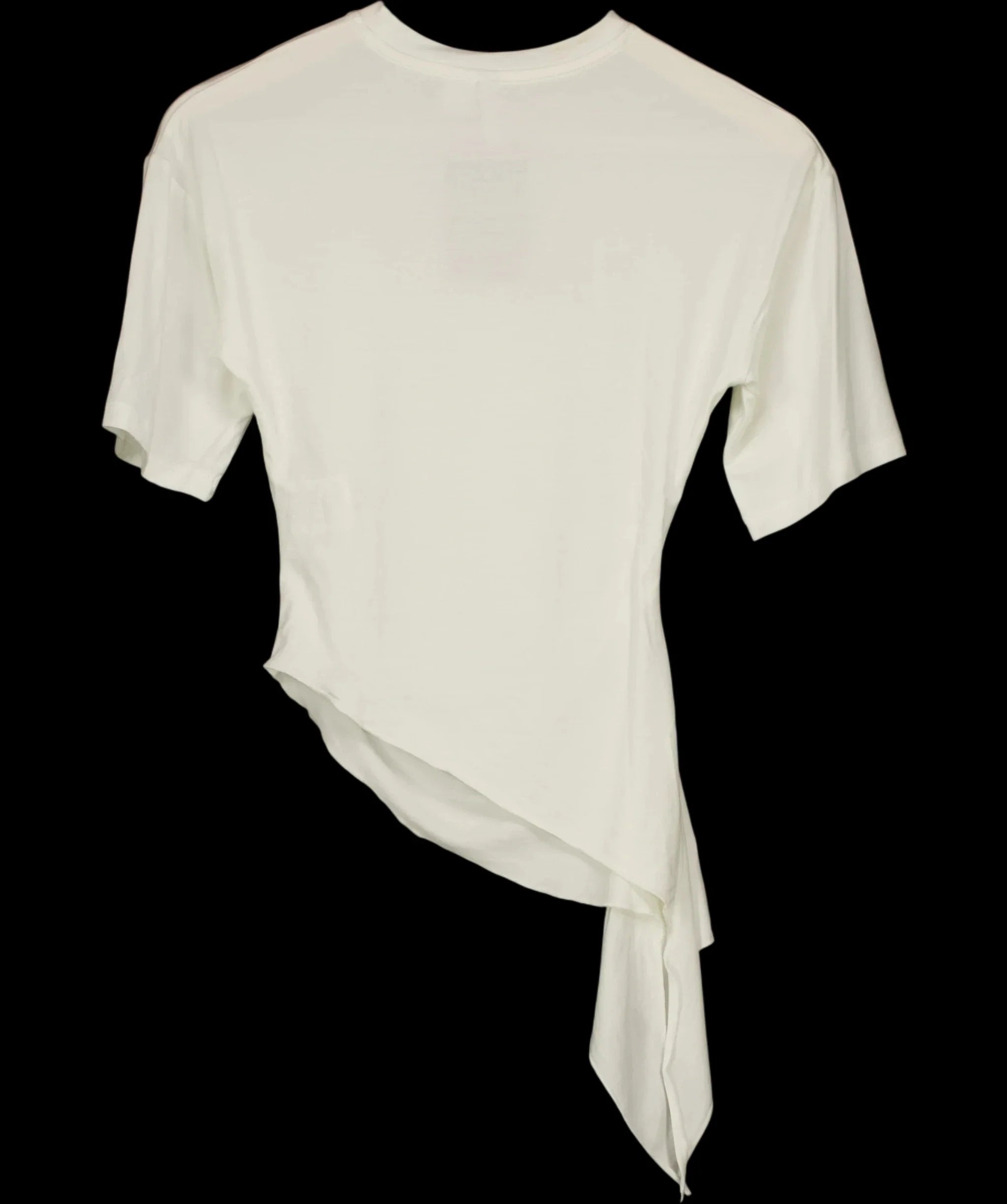 H&M White Asymmetric Ruched Drape T-Shirt White, size UK XS — label
