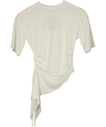 H&M White Asymmetric Ruched Drape T-Shirt White, size UK XS — front