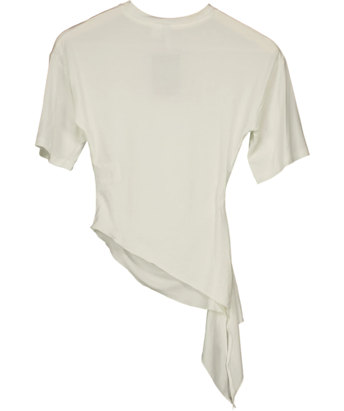 H&M White Asymmetric Ruched Drape T-Shirt White, size UK XS — back