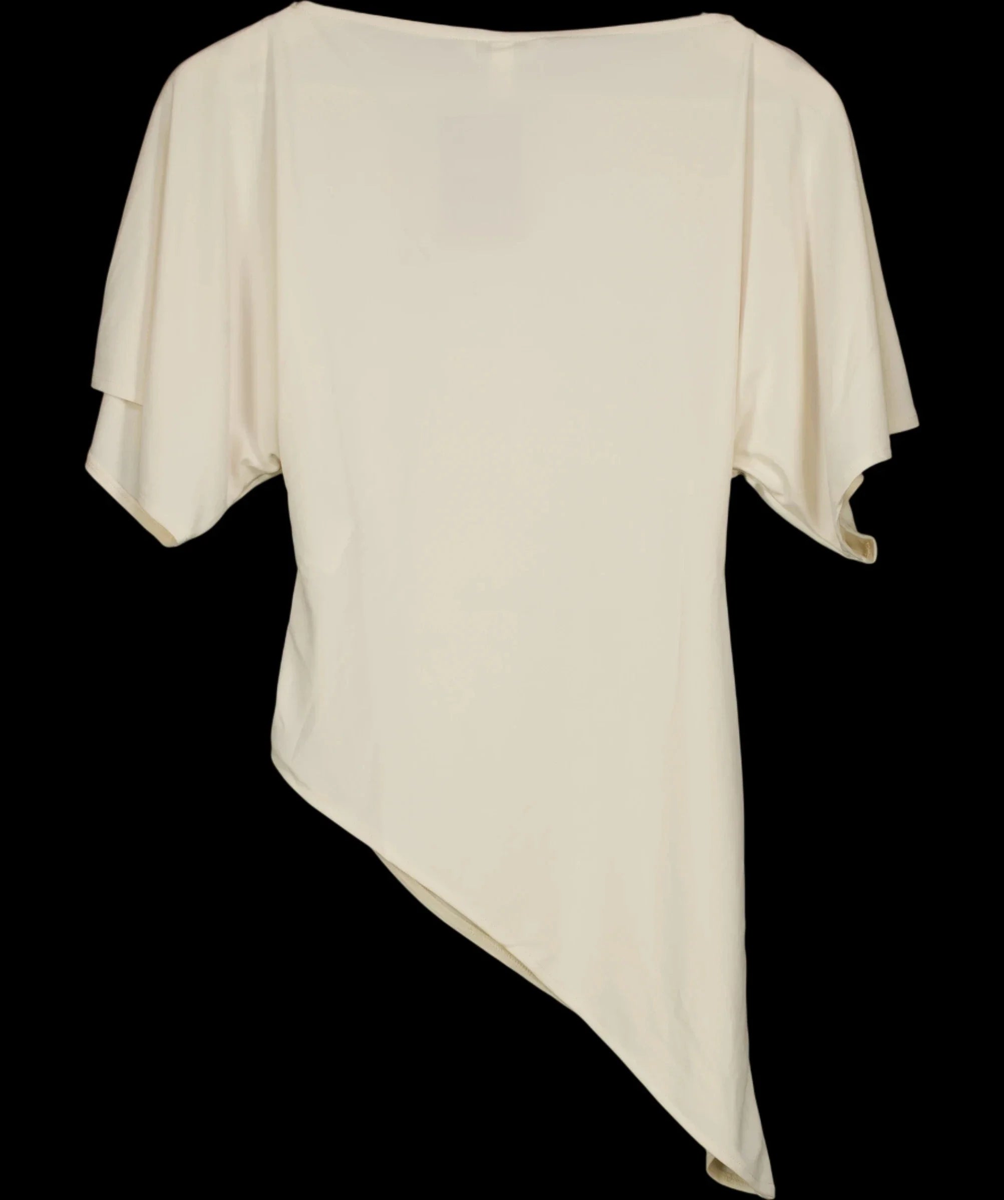 H&M Cream Boat-Neck Asymmetric Ruched Drape Top Buttermilk Cream, size UK XS — label