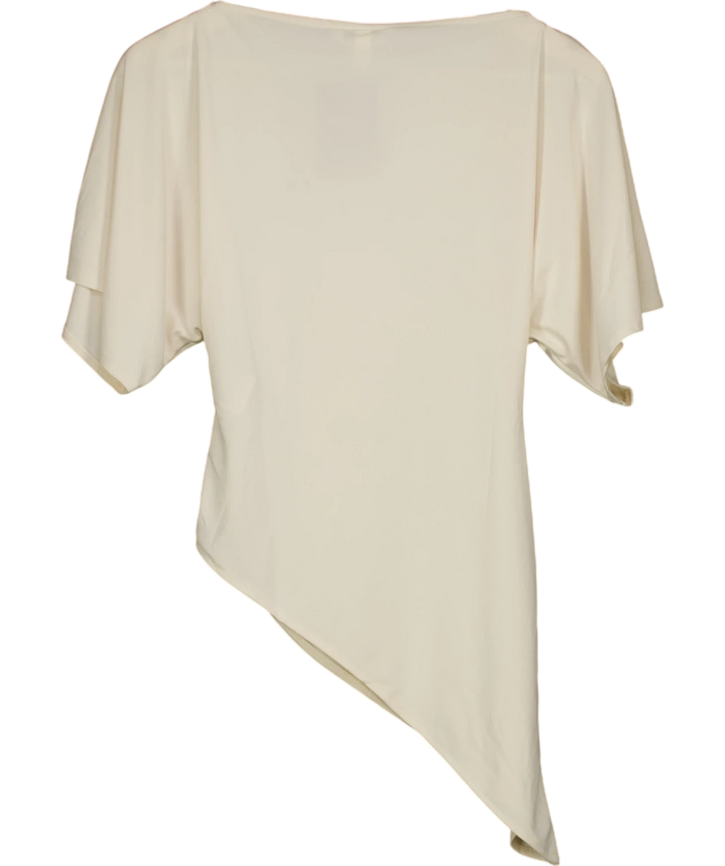 H&M Cream Boat-Neck Asymmetric Ruched Drape Top Buttermilk Cream, size UK XS — back