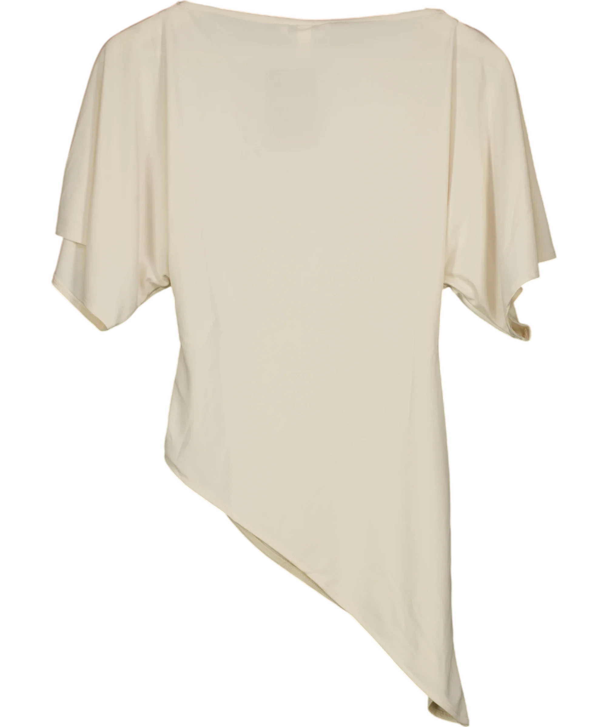 H&M Cream Boat-Neck Asymmetric Ruched Drape Top Buttermilk Cream, size UK XS — back