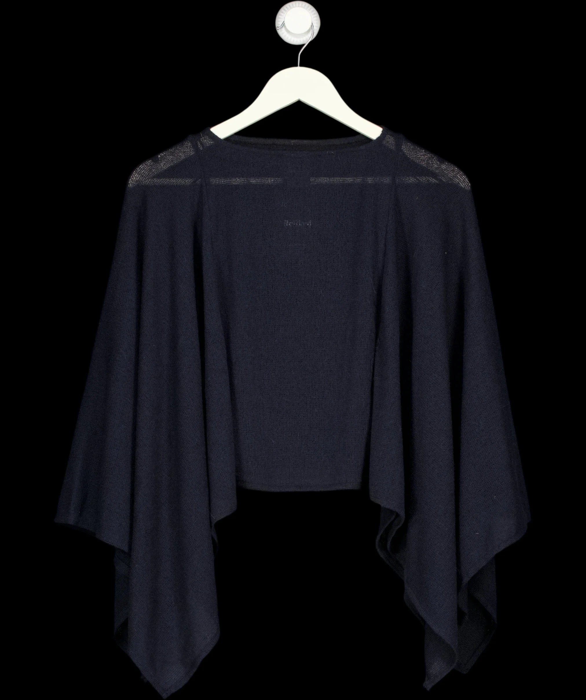 H&M Blue Fine-Knit Asymmetric Cape Poncho Navy Blue — label