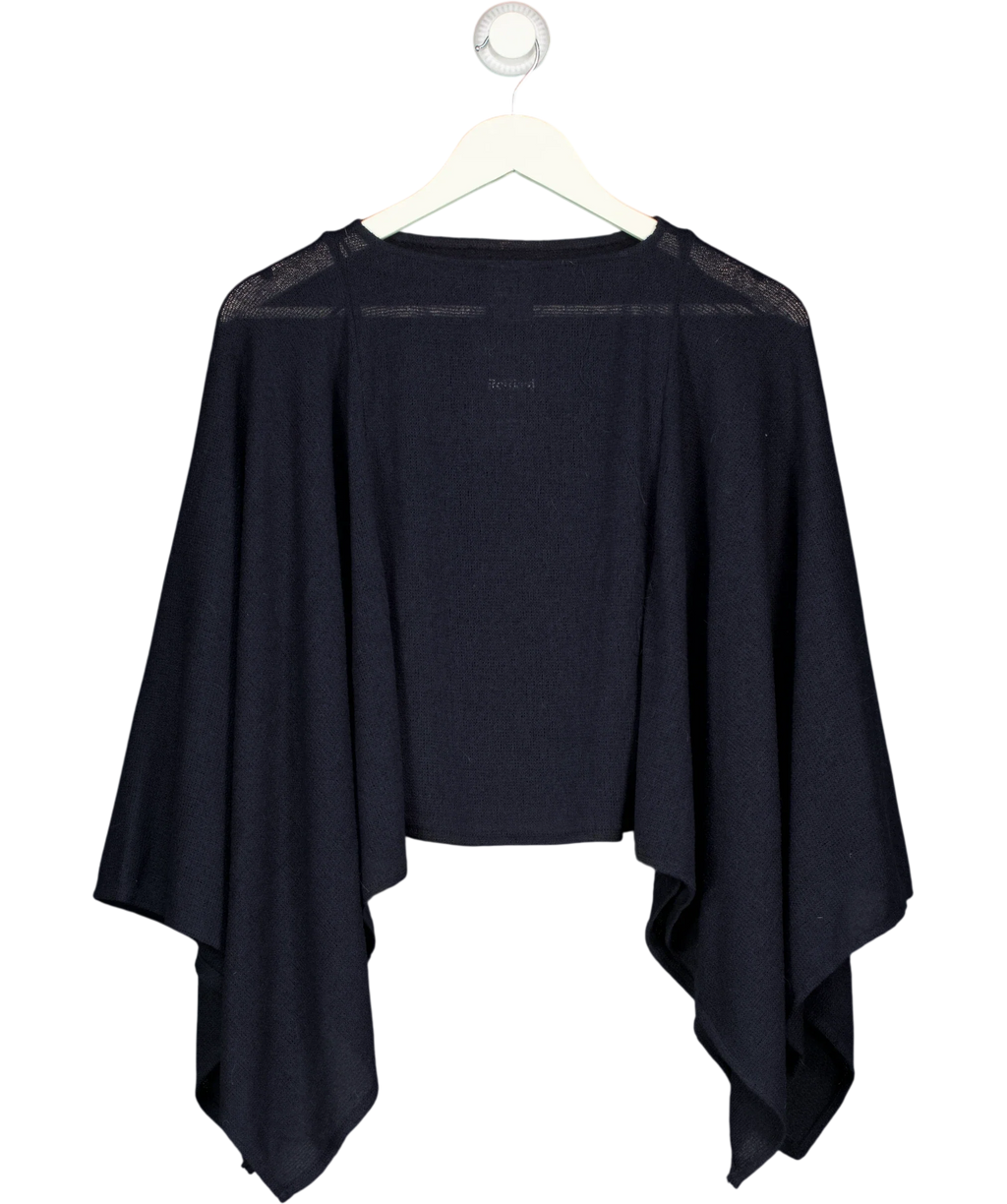 H&M Blue Fine-Knit Asymmetric Cape Poncho Navy Blue — back