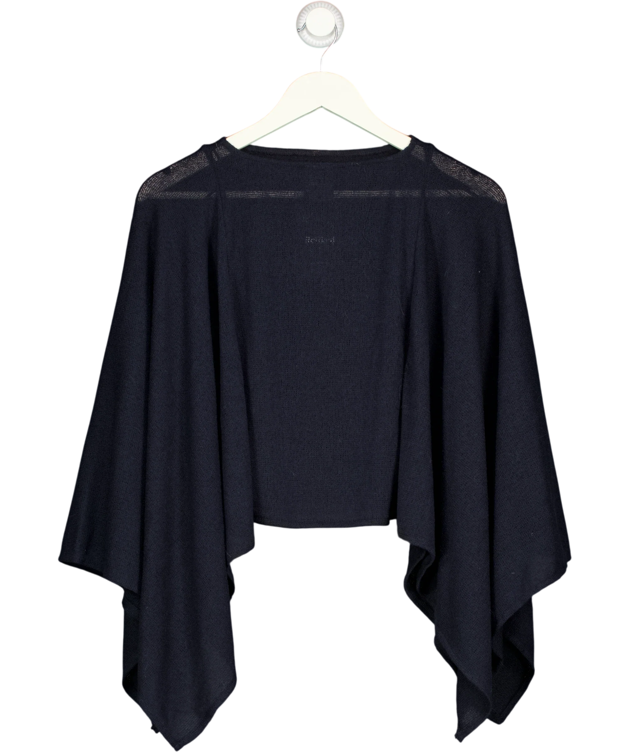 H&M Blue Fine-Knit Asymmetric Cape Poncho Navy Blue — back