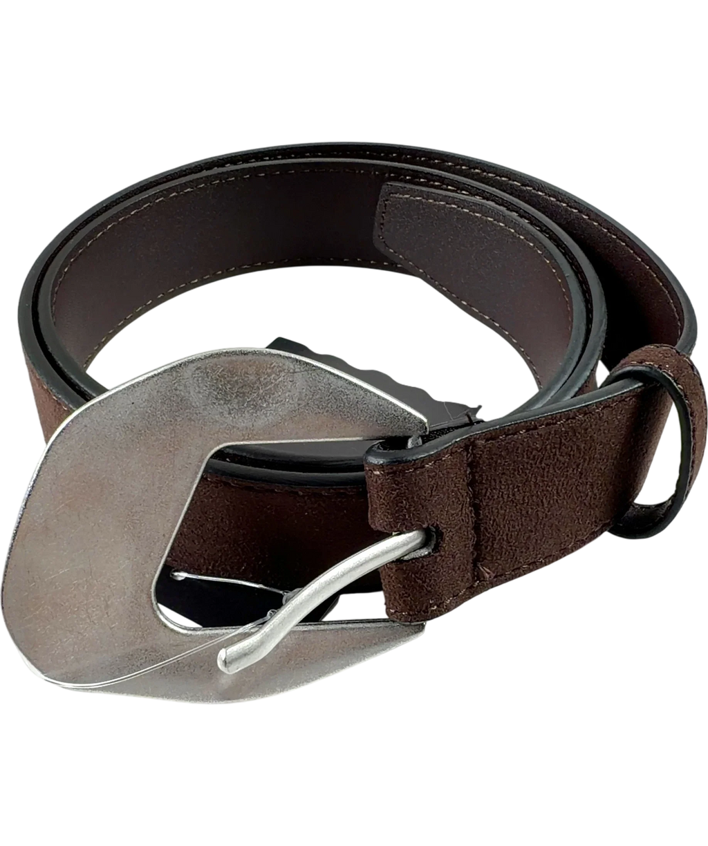 H&M Brown suede belt, size UK XS — front