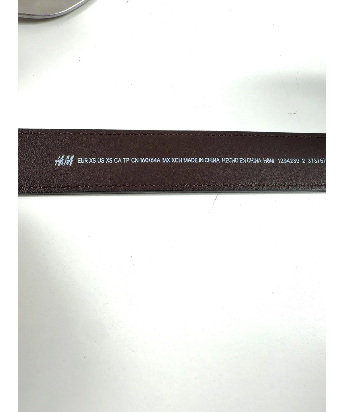 H&M Brown suede belt, size UK XS — care label
