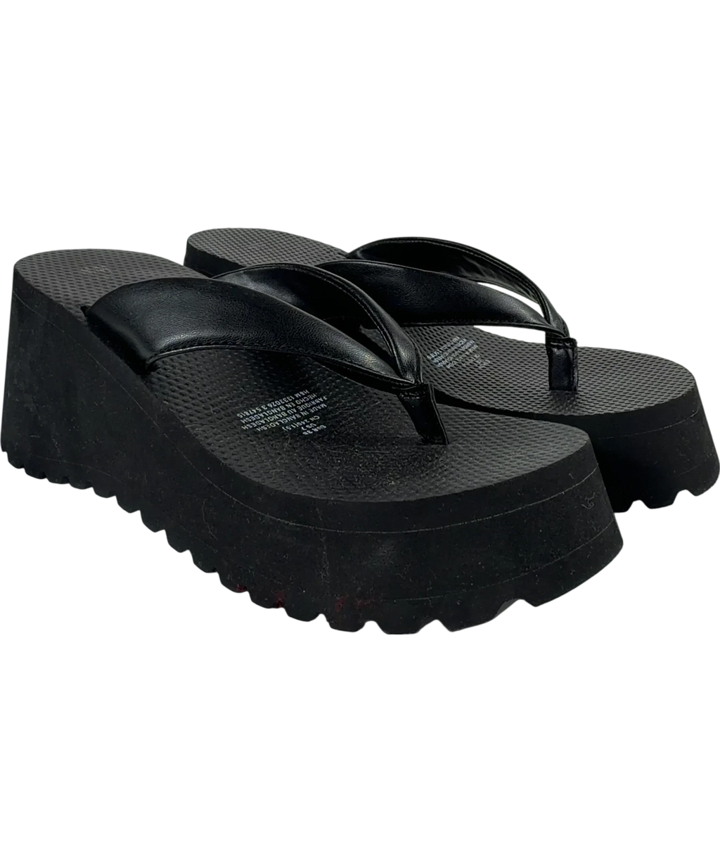 H&M Black Wedge-heeled flip-flops, size UK 5 EU 38 👠 — front
