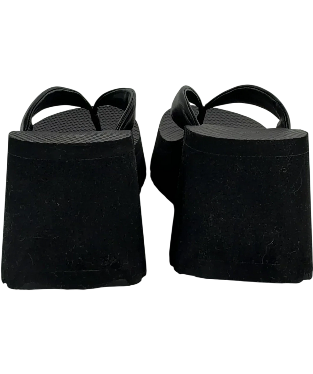 H&M Black Wedge-heeled flip-flops, size UK 5 EU 38 👠 — back