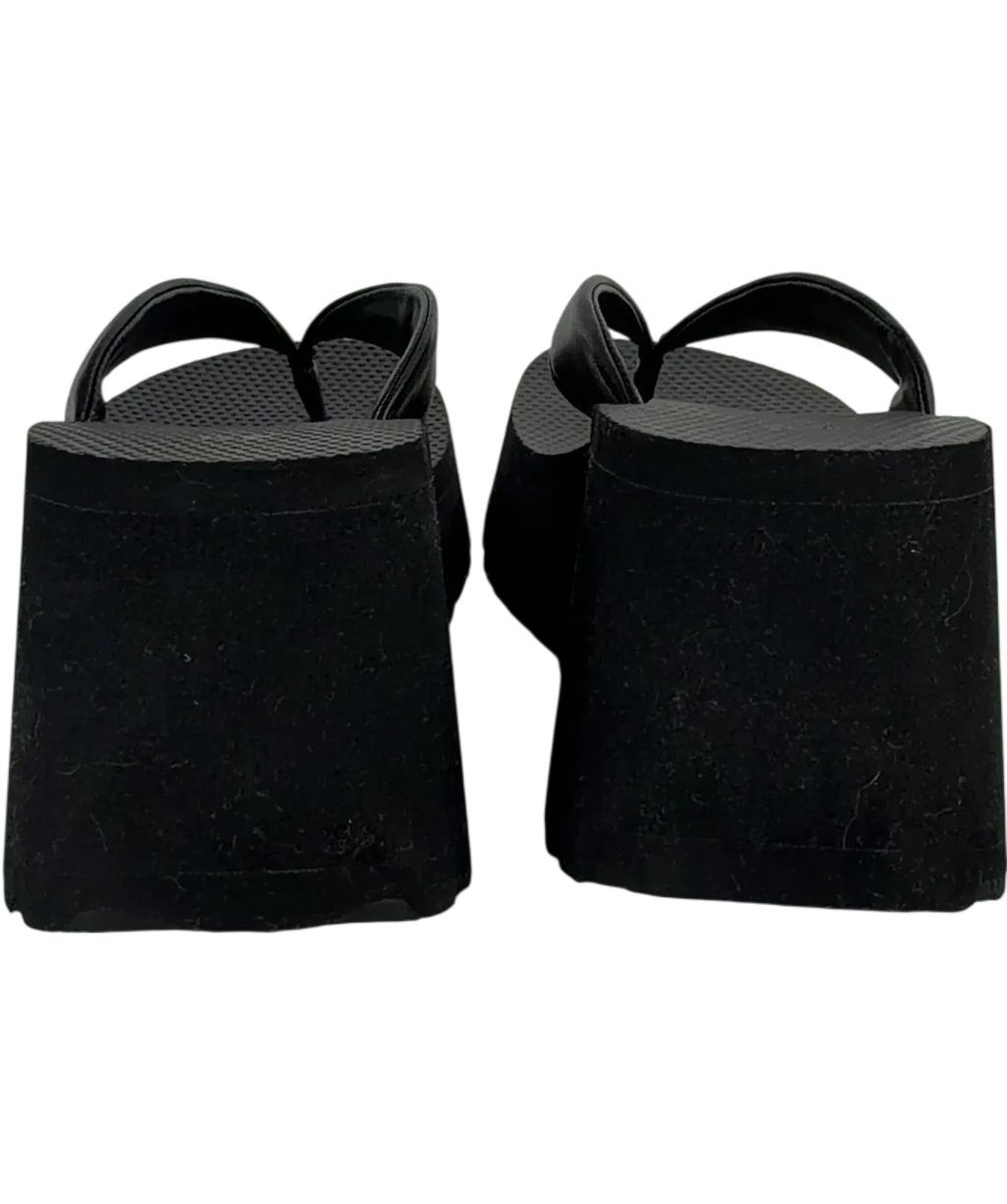 H&M Black Wedge-heeled flip-flops, size UK 5 EU 38 👠 — back