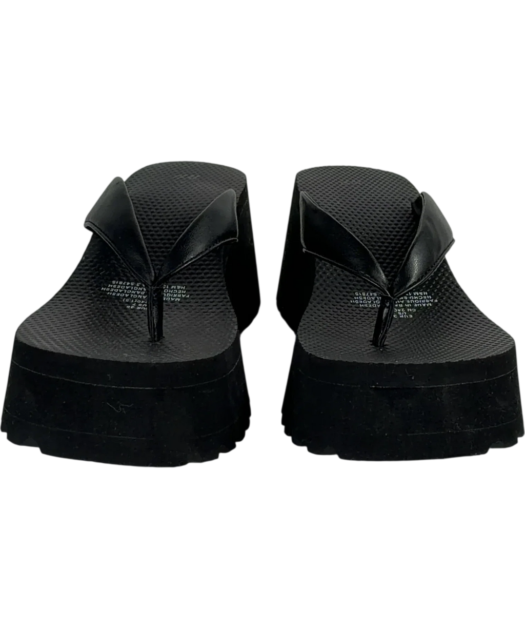H&M Black Wedge-heeled flip-flops, size UK 5 EU 38 👠 — detail