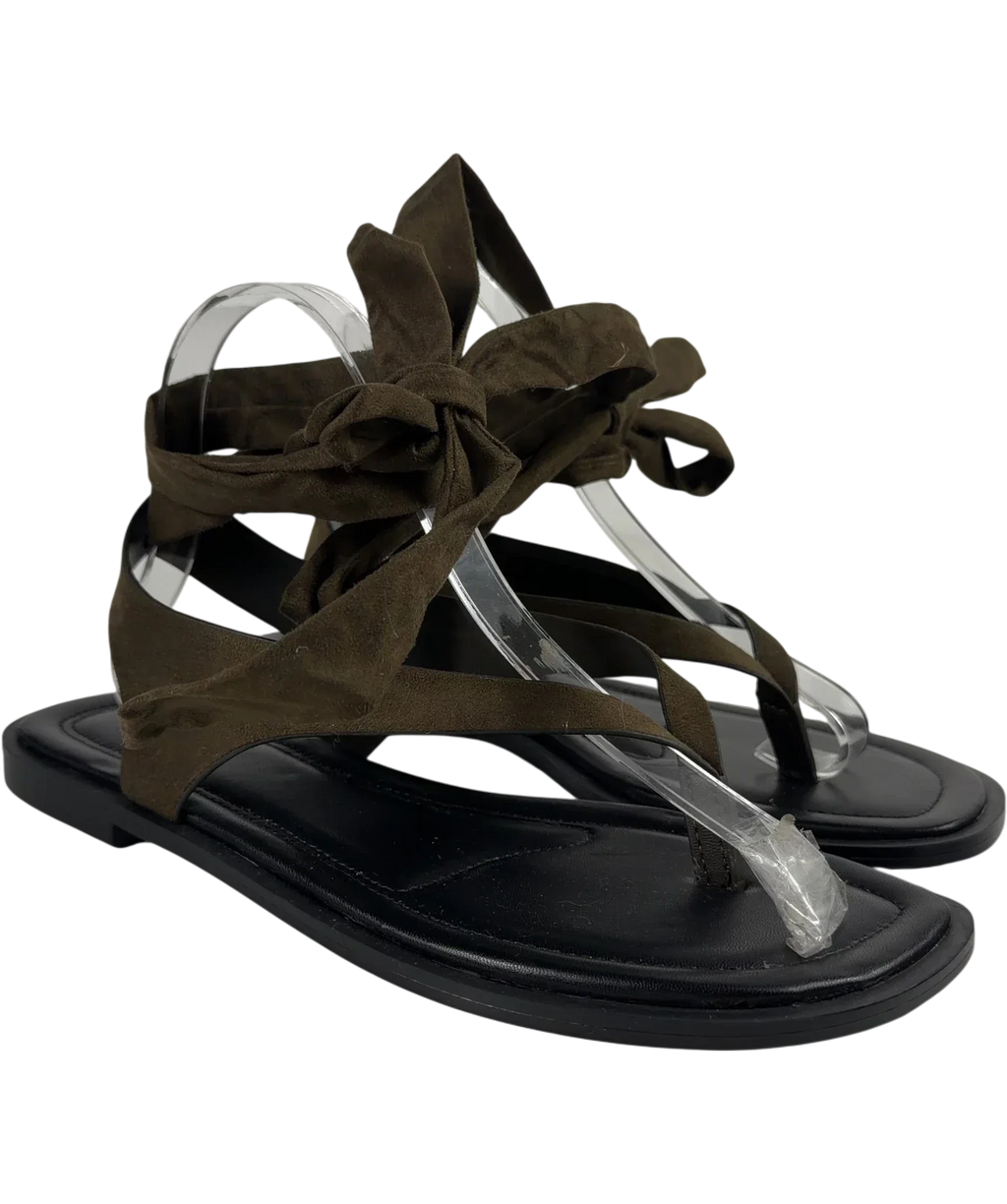 H&M Green Tie-detail sandals, size UK 5 EU 38 👠 — front