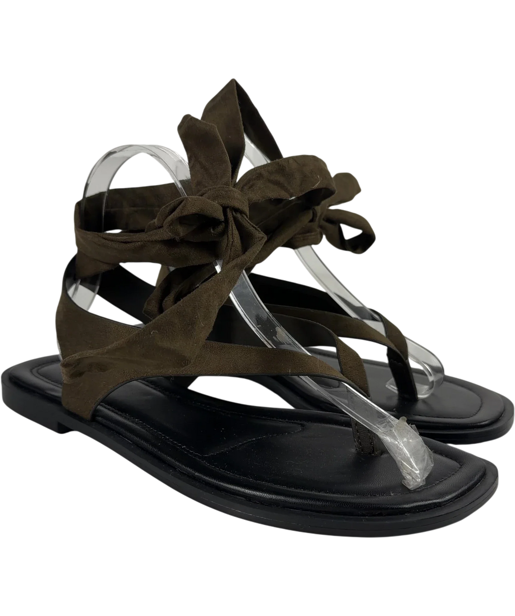 H&M Green Tie-detail sandals, size UK 5 EU 38 👠 — front