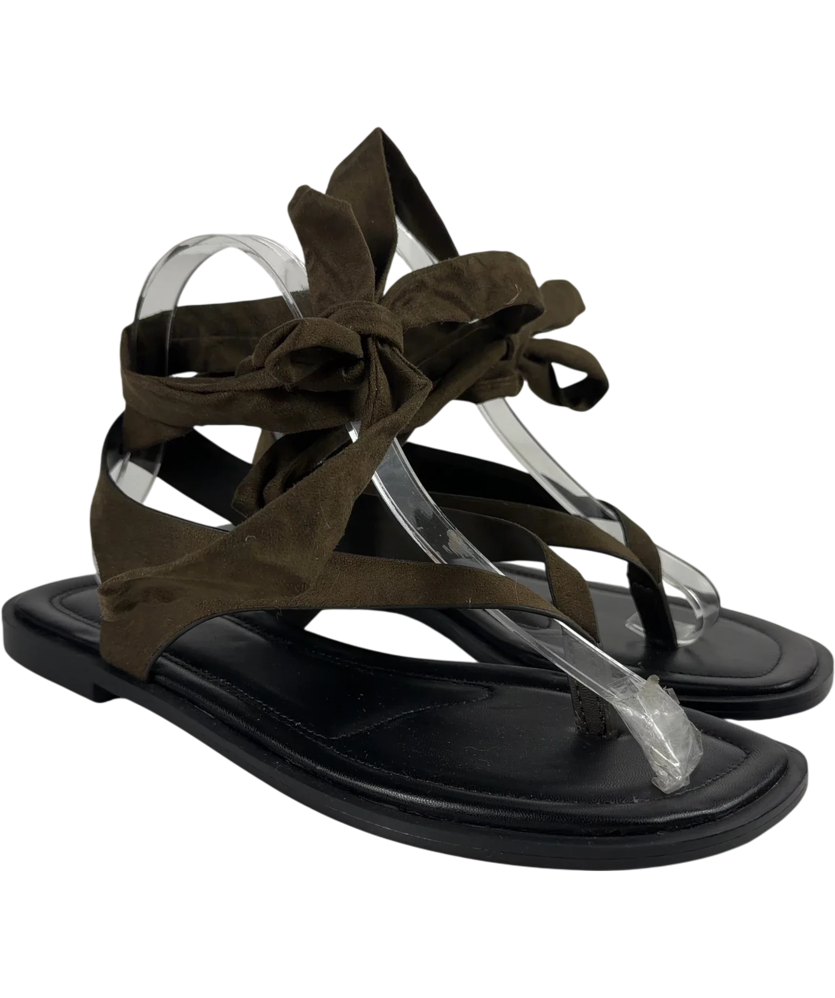 H&M Green Tie-detail sandals, size UK 5 EU 38 👠 — front