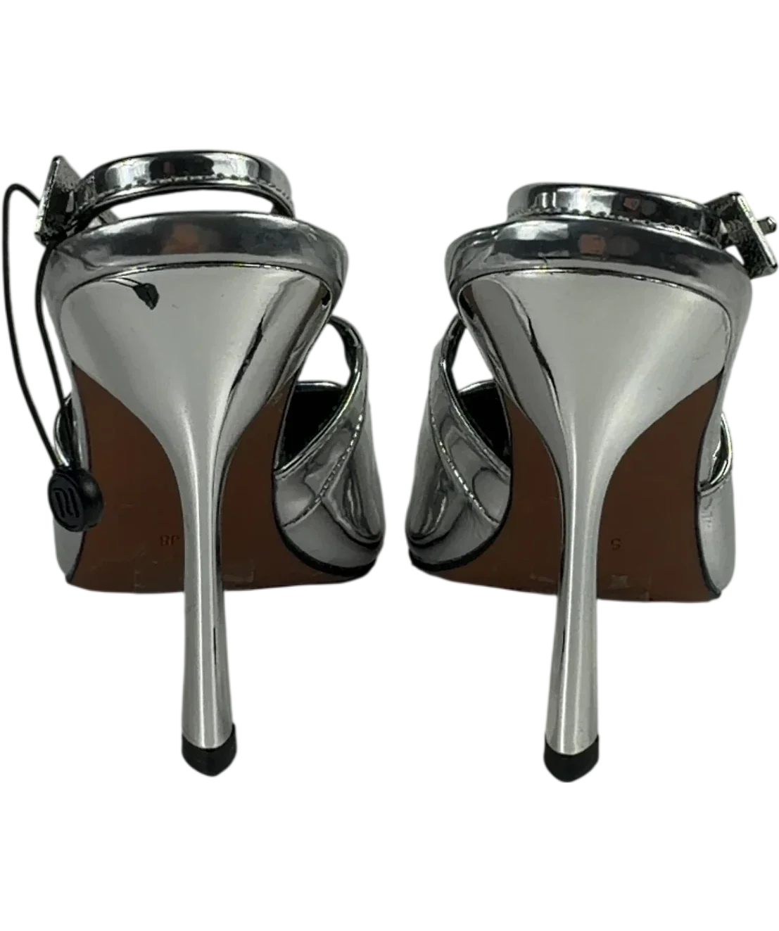 River Island Metallic Sling back heels metallic silver, size UK 5 EU 38 👠 — back