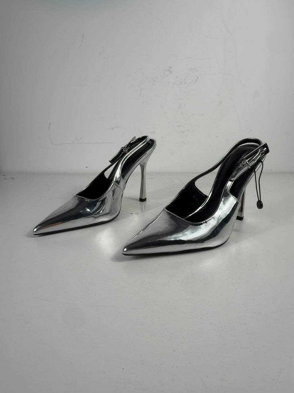 River Island Metallic Sling back heels metallic silver, size UK 5 EU 38 👠 — label