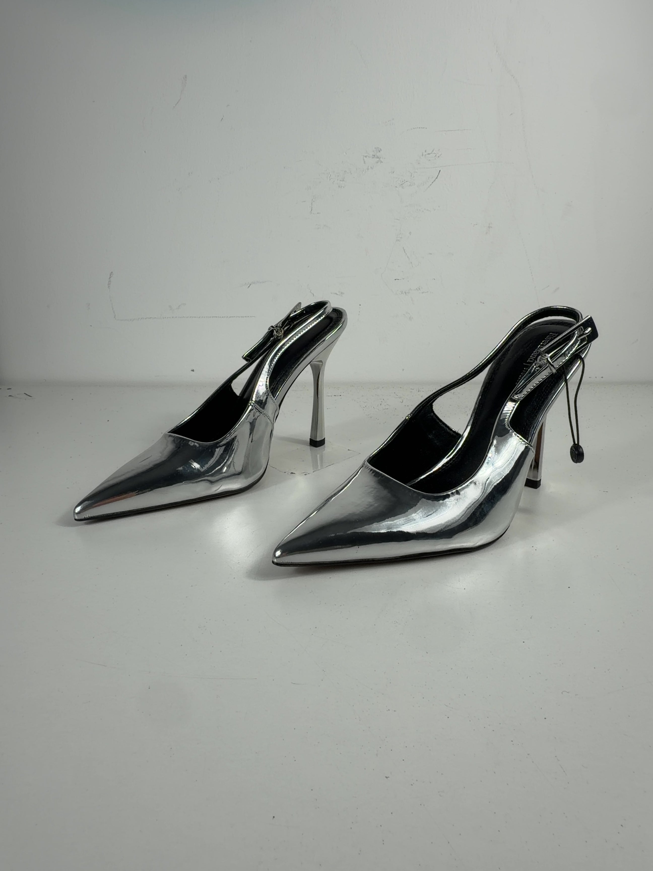 River Island Metallic Sling back heels metallic silver, size UK 5 EU 38 👠 — label