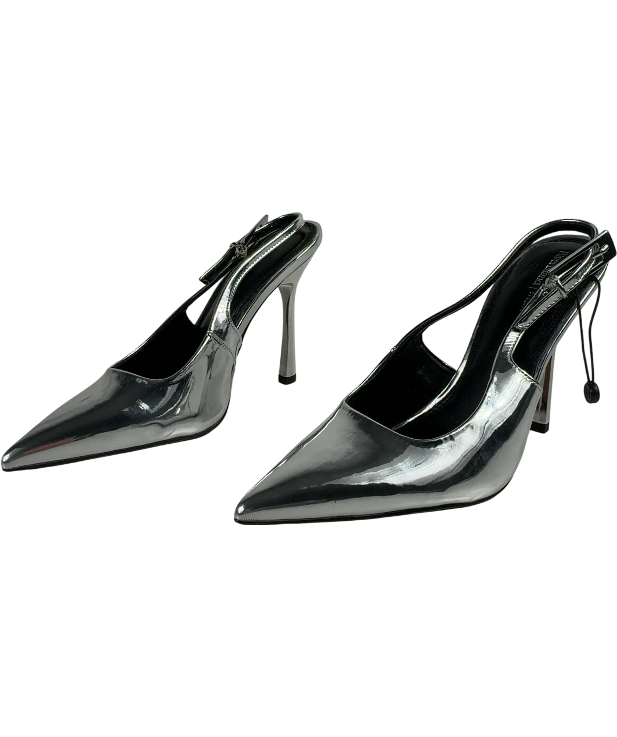 River Island Sling Back Heels Metallic Silver UK 5 EU 38 — Side (both)