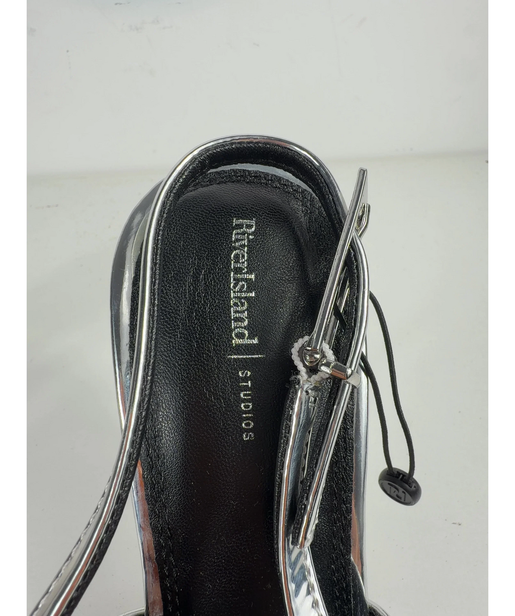 River Island Sling Back Heels Metallic Silver UK 5 EU 38 — Brand
