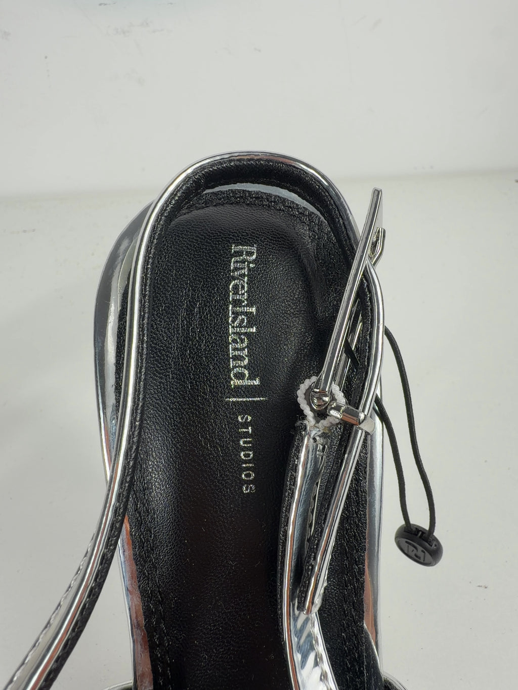 River Island Metallic Sling back heels metallic silver, size UK 5 EU 38 👠 — care label
