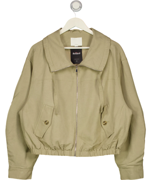 H&M Beige Linen-blend Drawstring Funnel Neck Jacket UK M