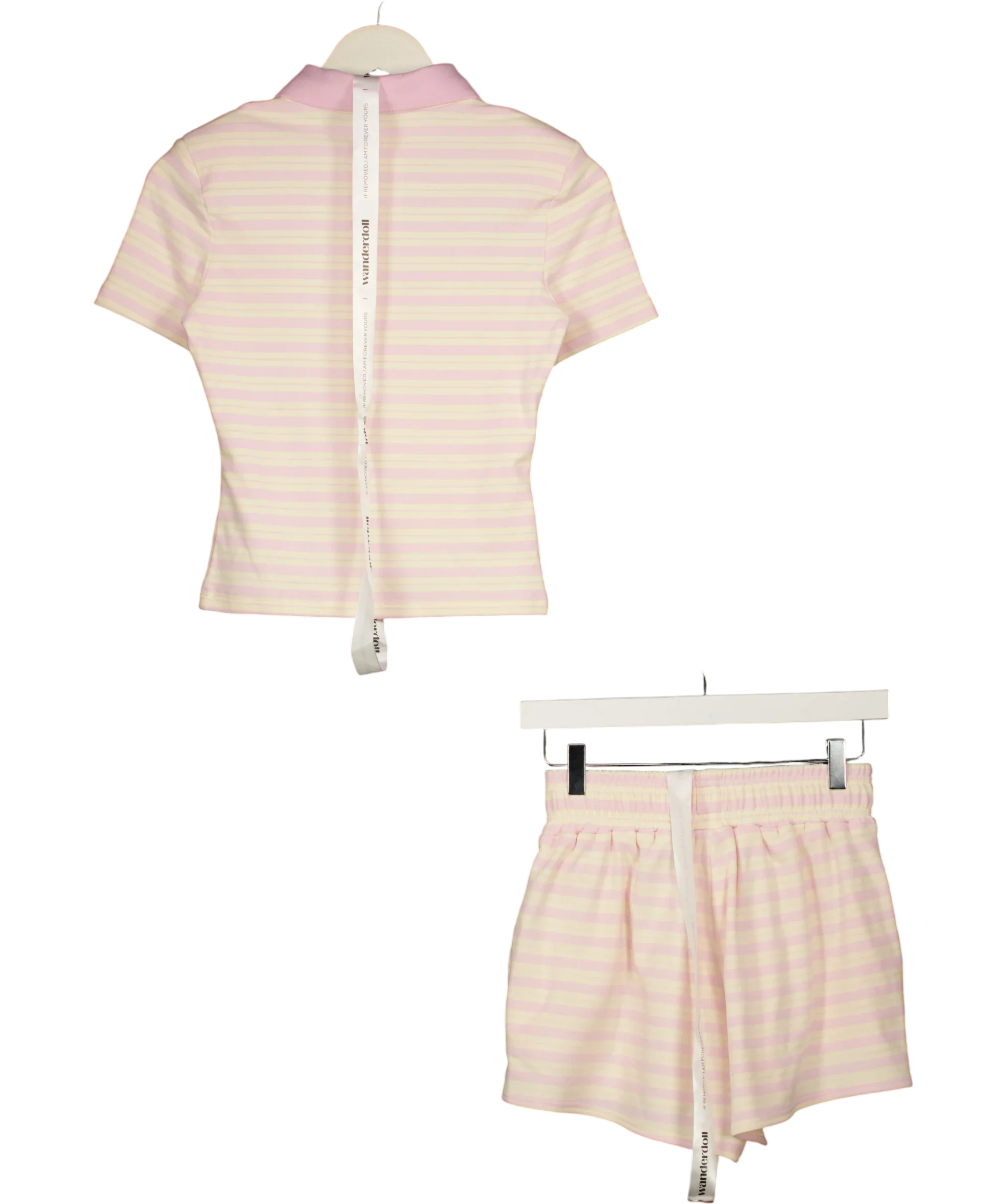 WANDERDOLL Pink l Frankie Short Sleeve Polo Top and Shorts Set Pink & Lemon, size UK XS — back