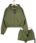 WHITE FOX Green From The Archives Lexi Cropped Zip Hoodie & Shorts Set Khaki  green, size UK S/M — front