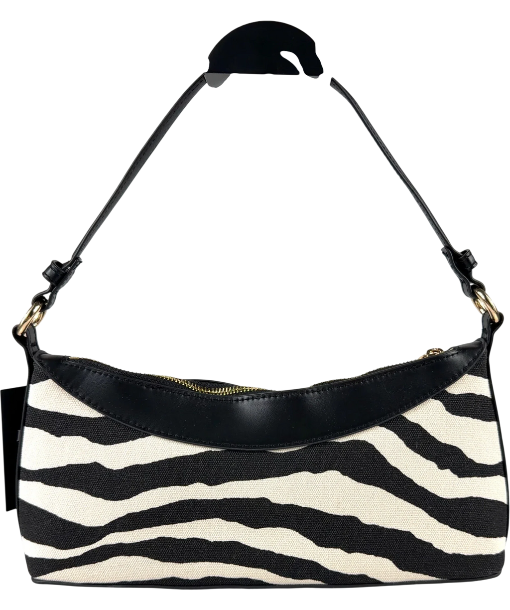 H&M Black zebra-print canvas shoulder bag — back
