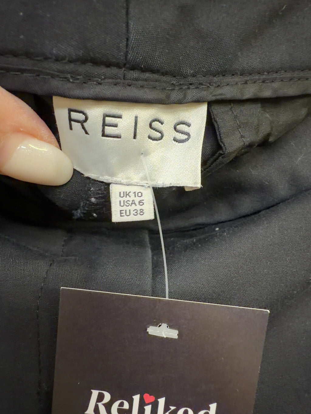 REISS Black Joanna Trousers, size UK 10 — detail