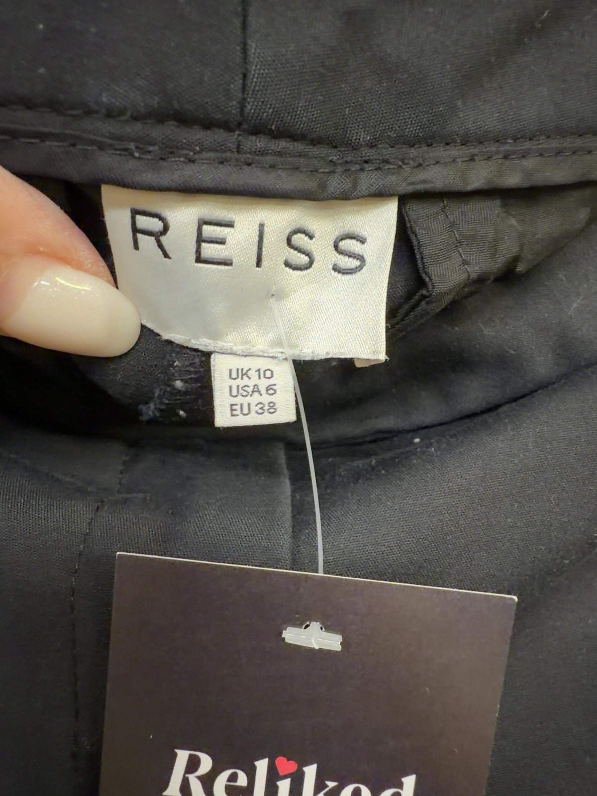 REISS Black Joanna Trousers, size UK 10 — detail