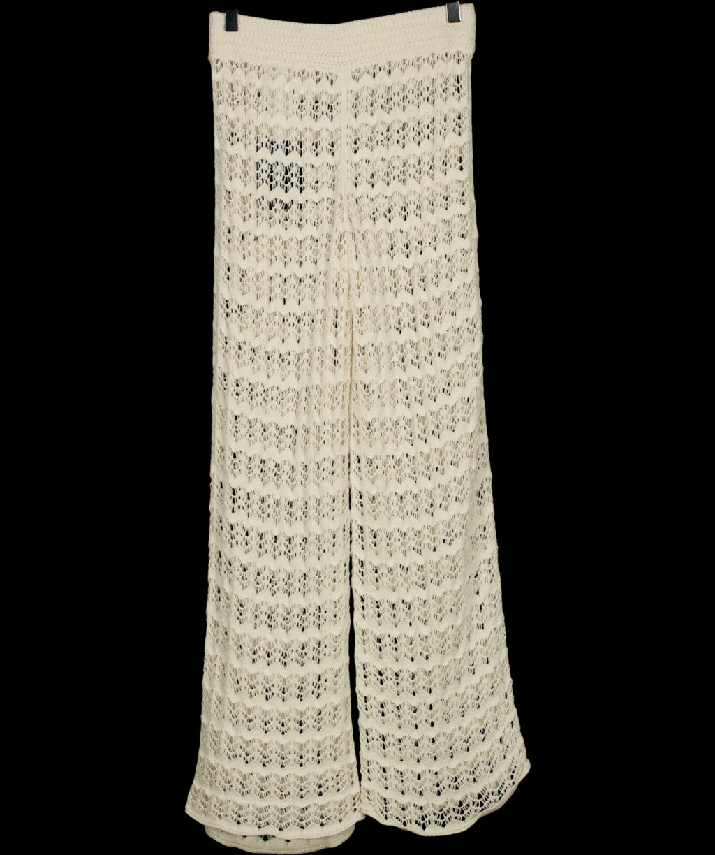 ABERCROMBIE & FITCH Cream Mid Rise Crochet-Style Coverup Pant Cream - SHORT, size UK XS — label