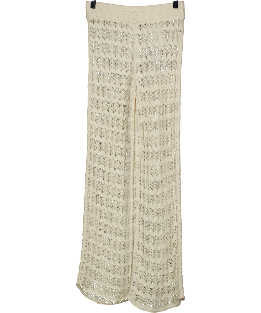 ABERCROMBIE & FITCH Cream Mid Rise Crochet-Style Coverup Pant Cream - SHORT, size UK XS — front