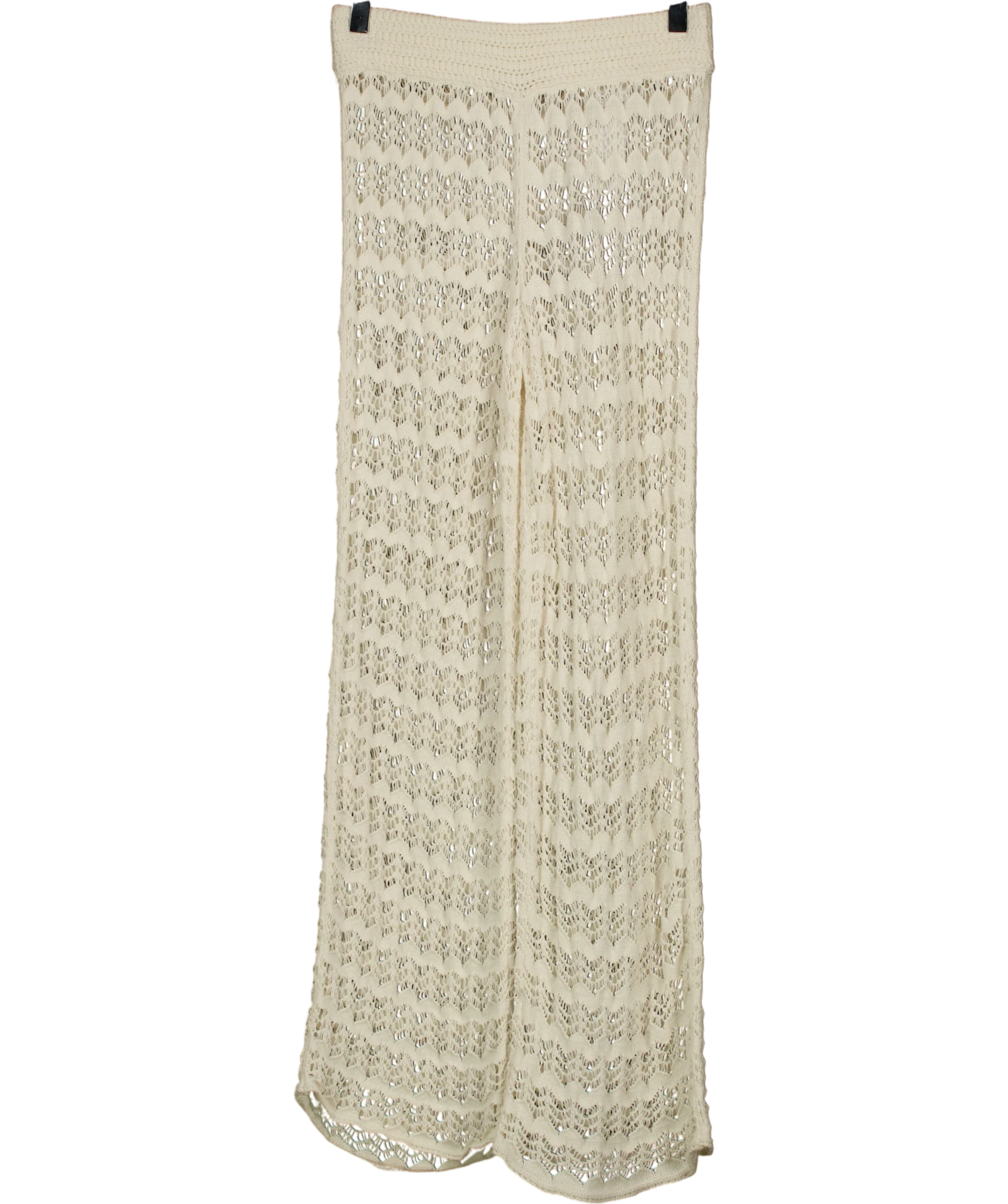 ABERCROMBIE & FITCH Cream Mid Rise Crochet-Style Coverup Pant Cream - SHORT, size UK XS — front