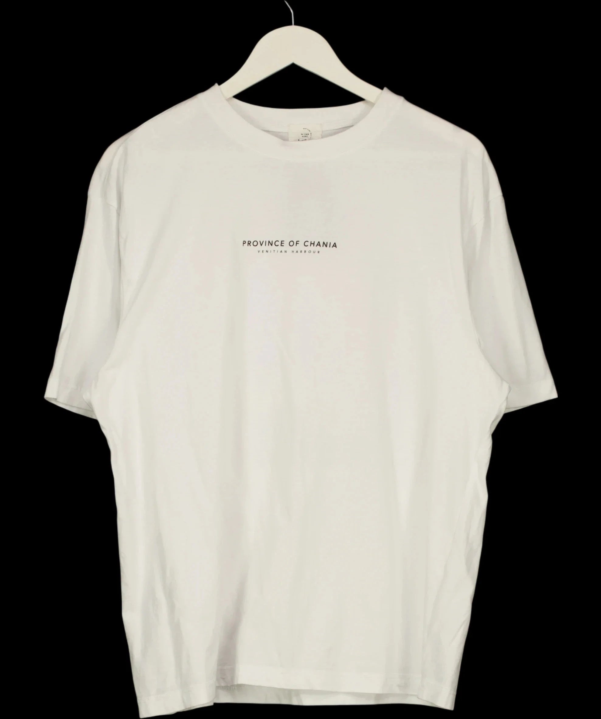 River Island White Province of Chania Crete Large Back Graphic T-Shirt White, size UK L — detail