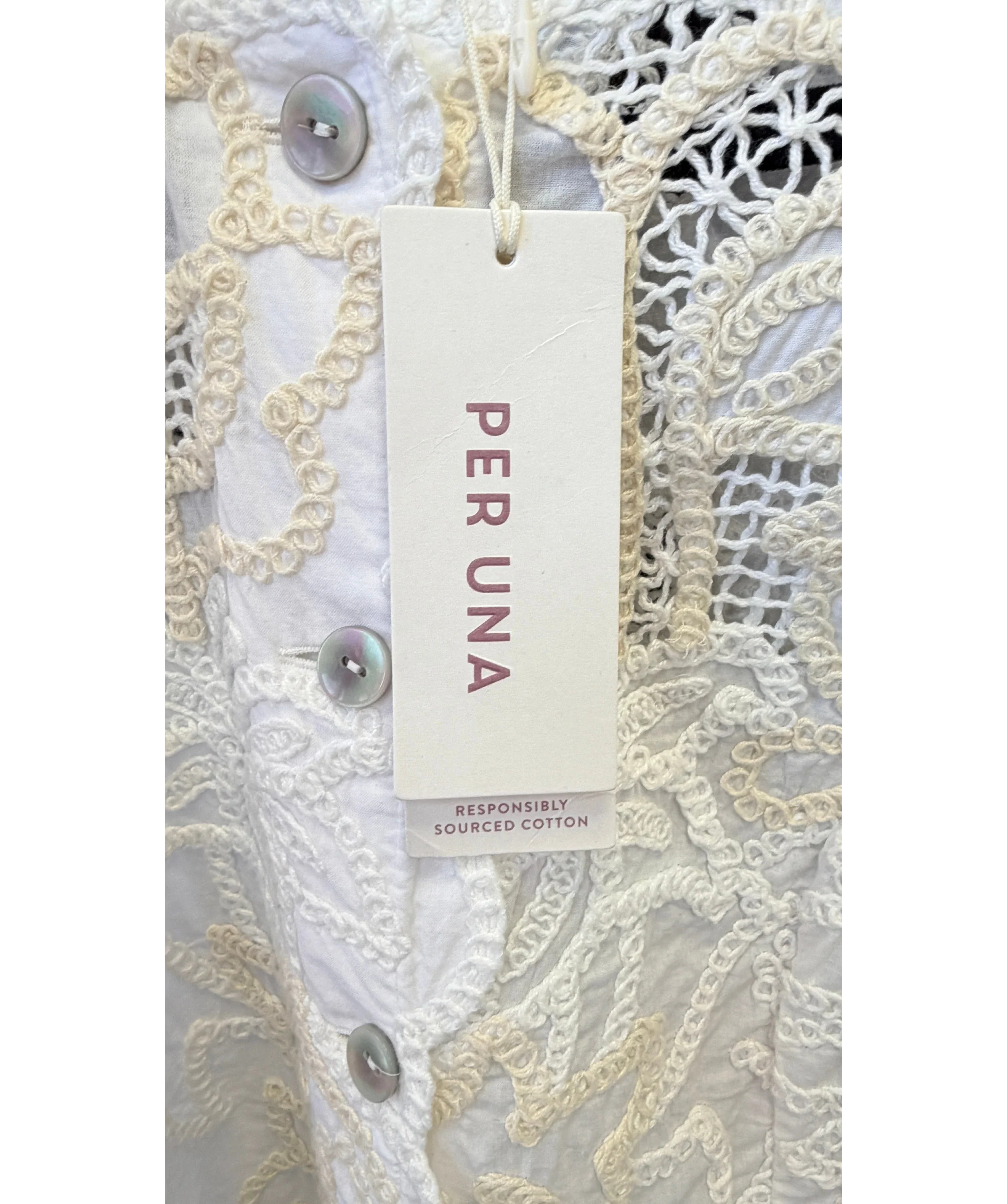 M&S Cream Per Una Pure Cotton Broderie Waistcoat Ecru Mix, size UK 10 — detail
